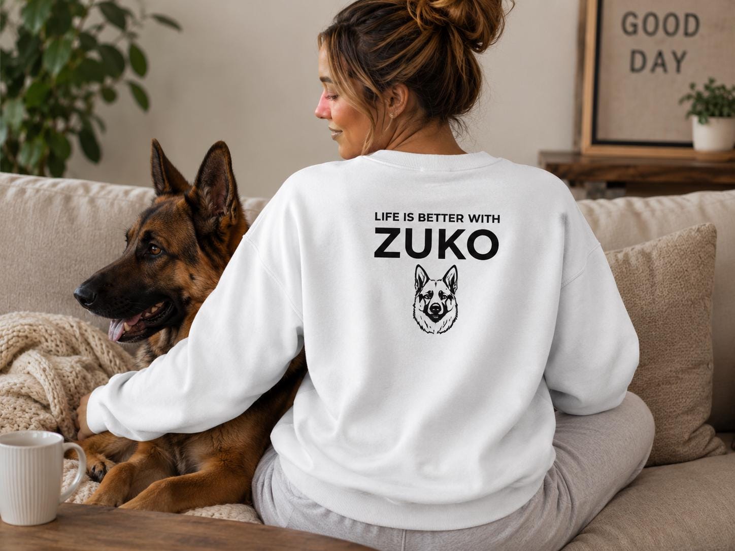 Dog Mum Gift | Personalised Dog Mum Crewneck Sweatshirt | Custom Dog Breed Name Gift