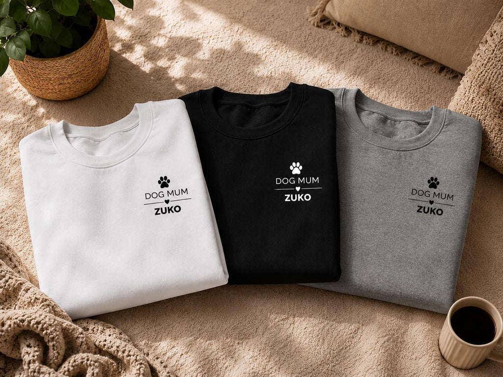 Dog Mum Gift | Personalised Dog Mum Crewneck Sweatshirt | Custom Dog Breed Name Gift
