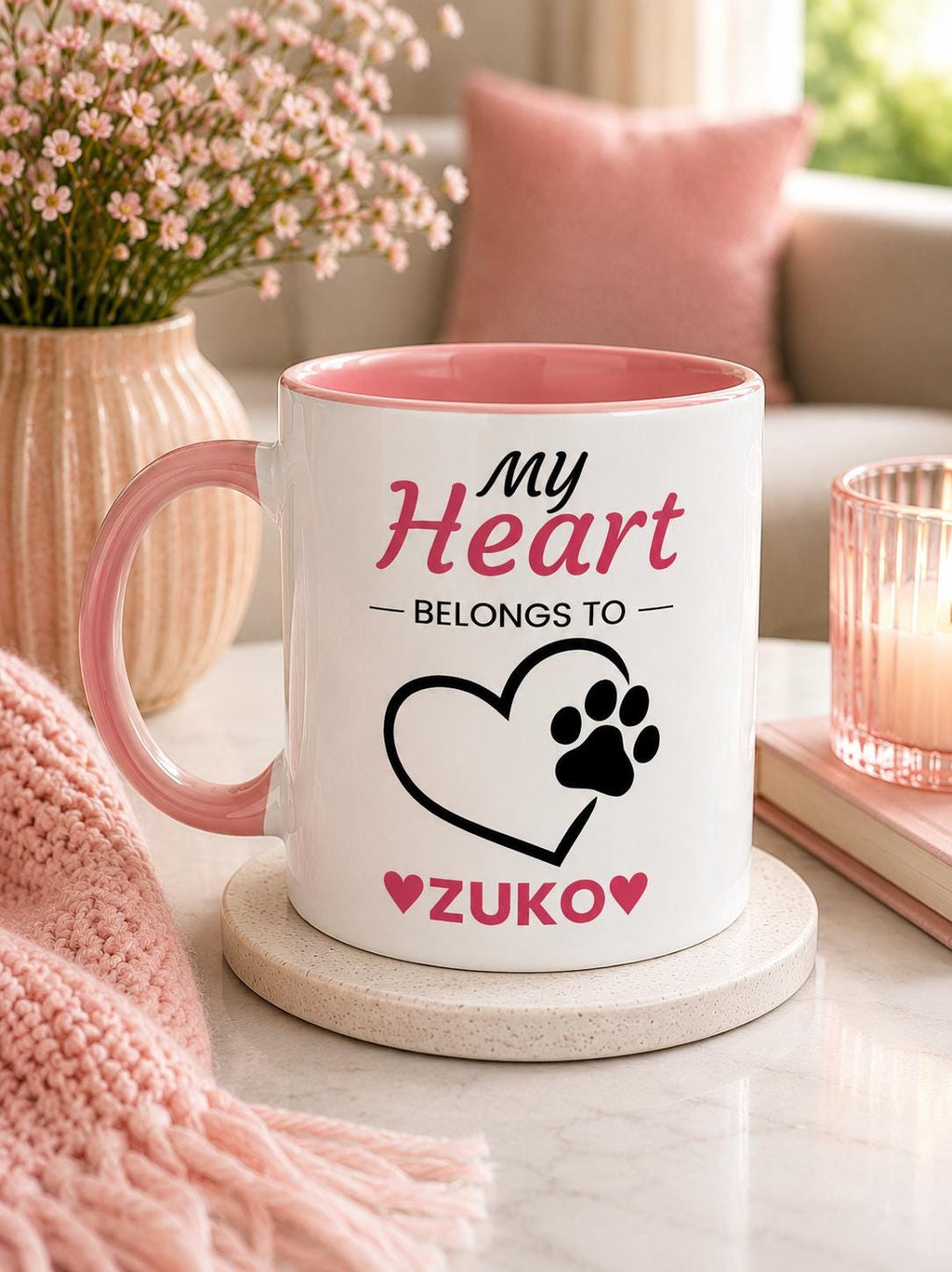 Personalised Dog Lover Mug | My Heart Belongs to My Dog Mugy | Custom Dog Name Coffee Cup | Dog Mum Gift | Dog Dad Gift | Pet Lover Gift