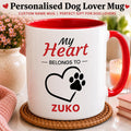 Personalised Dog Lover Mug | My Heart Belongs to My Dog Mug | Custom Dog Name Coffee Cup | Dog Mum Gift | Dog Dad Gift | Pet Lover Gift
