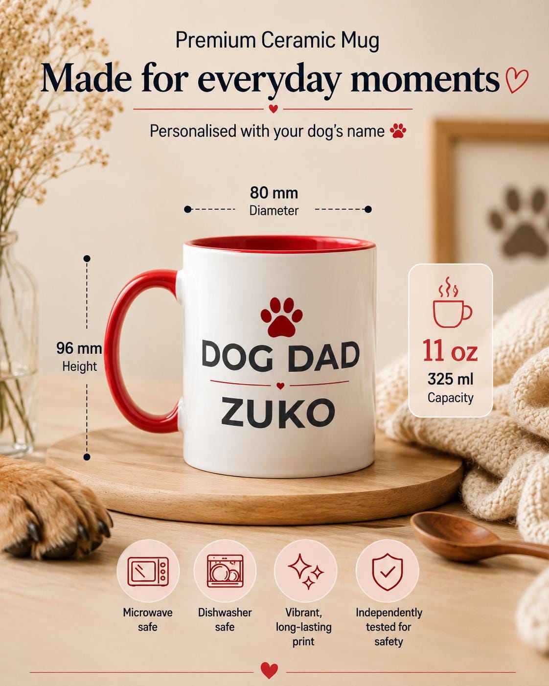 Dog Dad Gift | Personalised Dog Dad Ceramic Mug| Dog Dad Coffee Mug