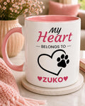 Personalised Dog Lover Mug | My Heart Belongs to My Dog Mugy | Custom Dog Name Coffee Cup | Dog Mum Gift | Dog Dad Gift | Pet Lover Gift