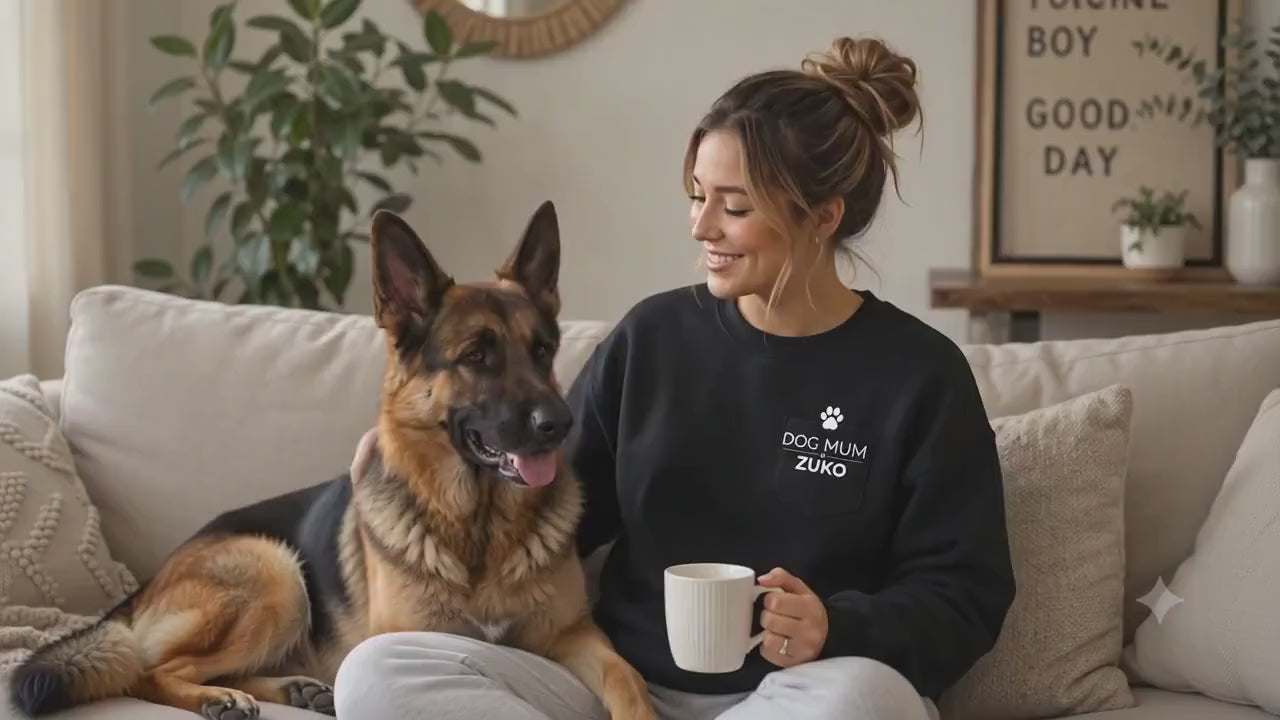 Dog Mum Gift | Personalised Dog Mum Crewneck Sweatshirt | Custom Dog Breed Name Gift